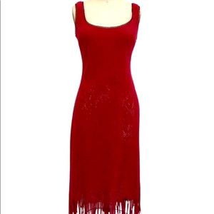 Red Fringe Nanette Lenore Crochet Maxi dress